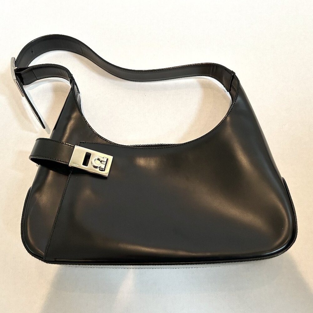 Black Salvatore Ferragamo Gancini Hobo Shoulder Bag with dust bag AQ-210170
